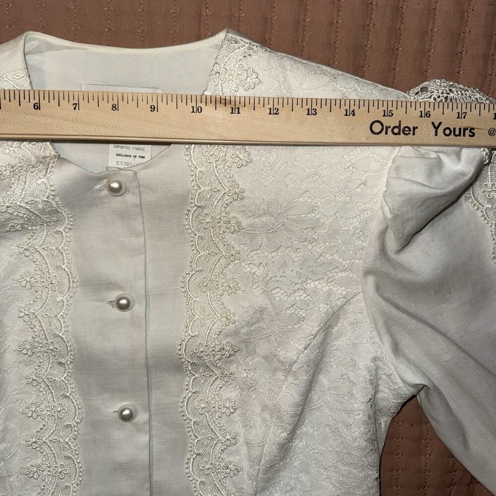 90’s Jessica McClintock White Linen Lace Skirt Suit 12 wedding bridal courthouse - Picture 12 of 15